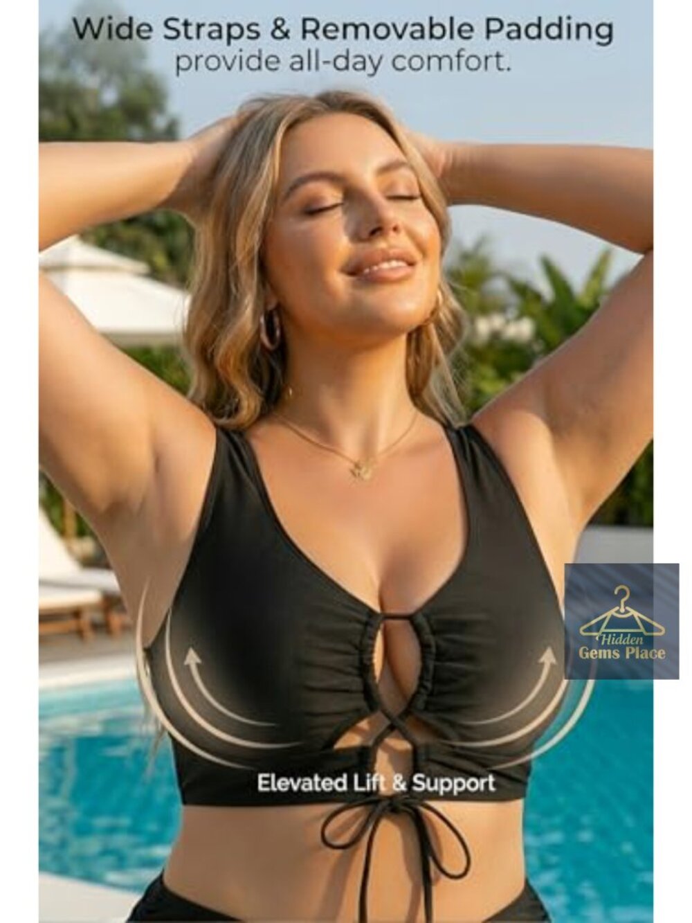 Plus Size Tummy Control Lace Up Bikini Two Piece Swimsuit - Picture 2 of 6